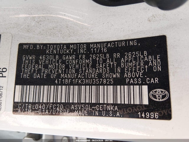 2017 Toyota CAMRY LE thumbnail 9