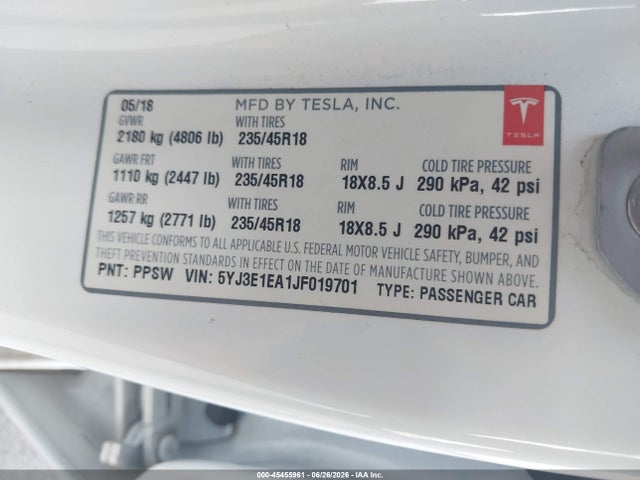 2018 Tesla MODEL 3 LONG RANGE/MID RANGE — фото 9