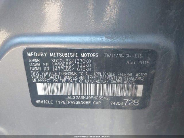 صورة 9 لـ 2015 Mitsubishi MIRAGE DE