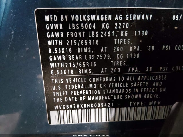 2017 VOLKSWAGEN TIGUAN 2.0T/2.0T S 9