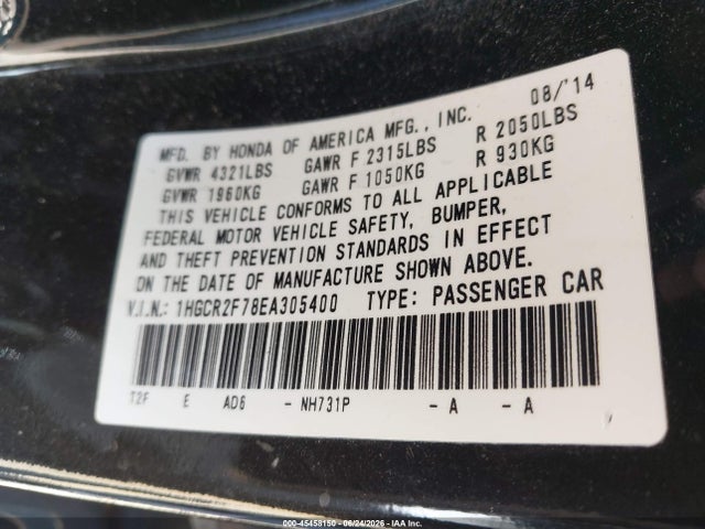 2014 Honda ACCORD EX photo 9