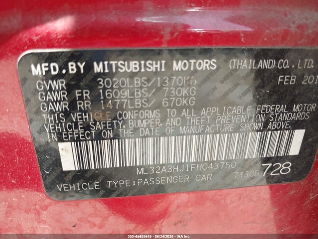 2015 Mitsubishi MIRAGE DE — фото 9