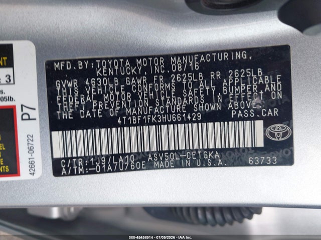 2017 Toyota CAMRY XLE photo 9