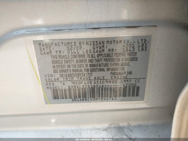 2022 NISSAN SENTRA SV XTRONIC CVT 9