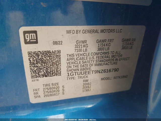 2022 GMC SIERRA 1500 4WD SHORT BOX AT4 照片 9
