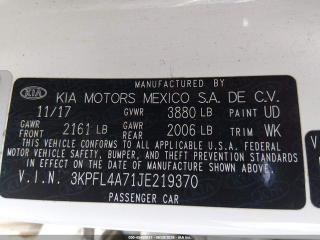 2018 KIA FORTE S photo 9