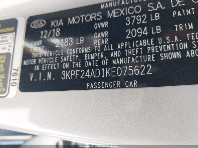 صورة 9 لـ 2019 KIA FORTE LXS