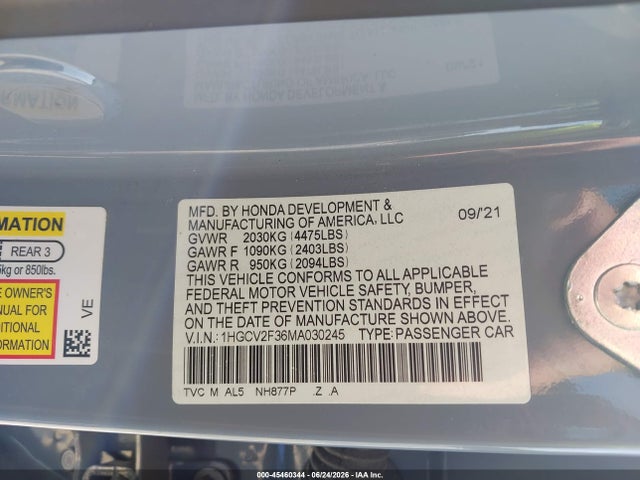 2021 HONDA ACCORD SPORT 2.0T 9