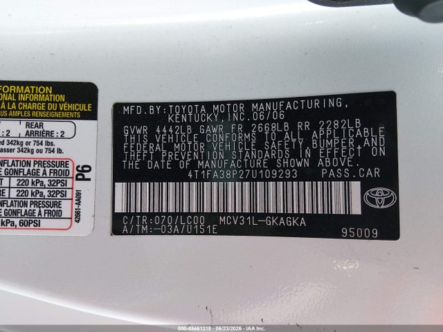 2007 Toyota CAMRY SOLARA SLE photo 9