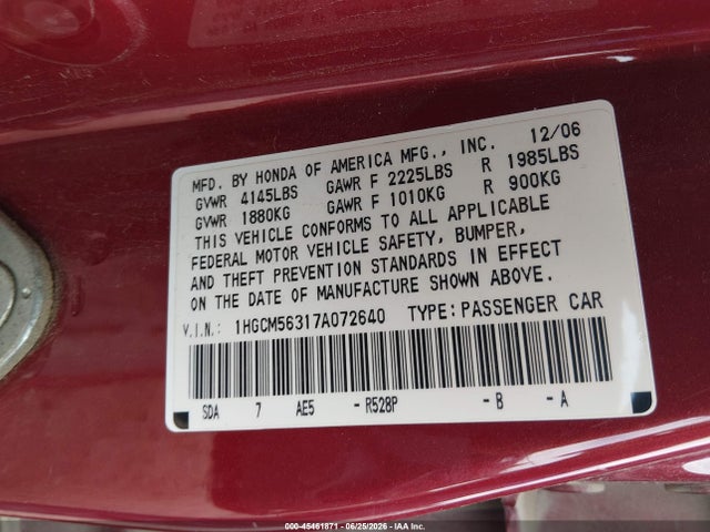 2007 Honda ACCORD 2.4 SE 照片 9