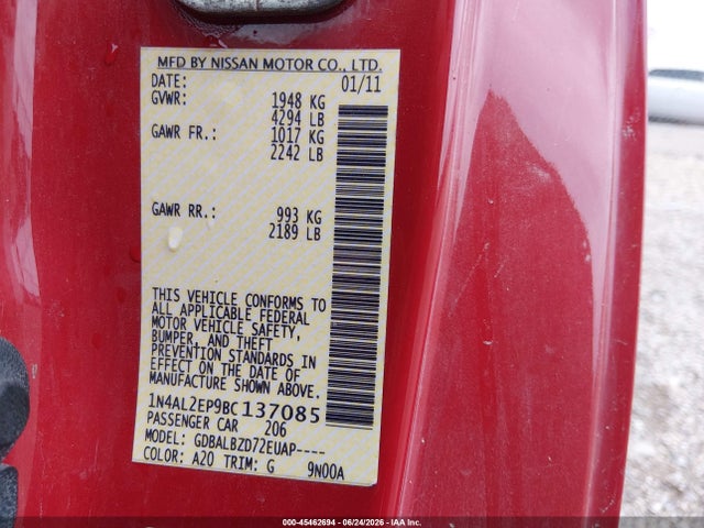 2011 Nissan ALTIMA 2.5 S 照片 9