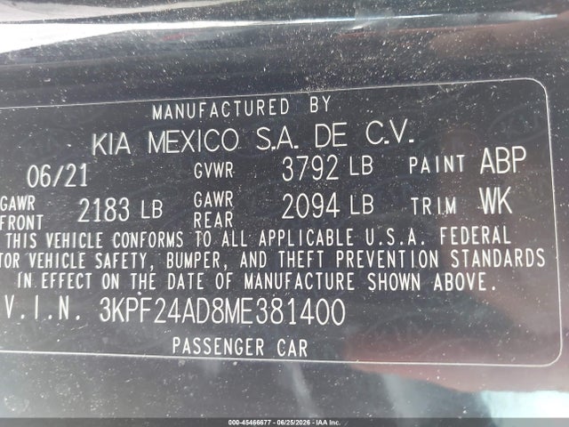 2021 KIA FORTE LXS 照片 9