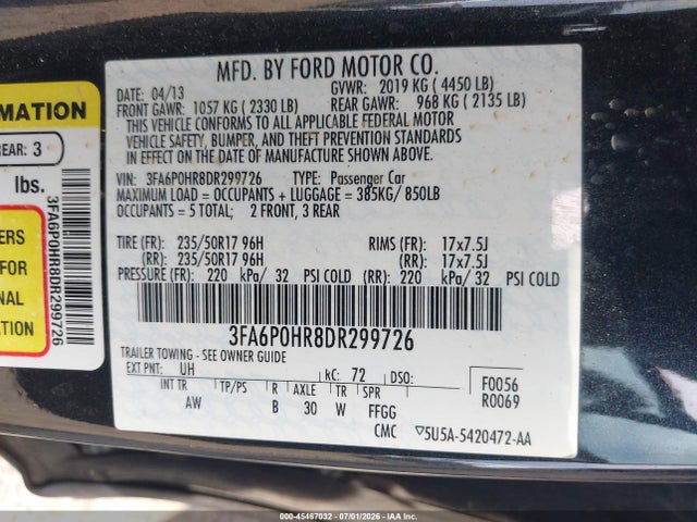 صورة 9 لـ 2013 FORD FUSION SE