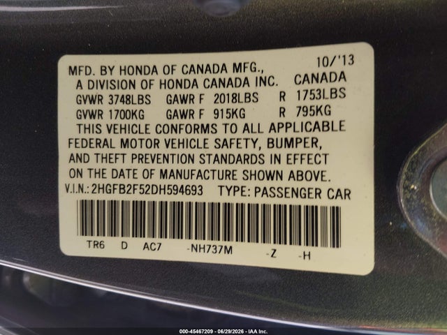 2013 Honda CIVIC LX 照片 9