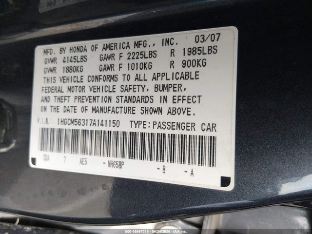 2007 Honda ACCORD 2.4 SE 照片 9