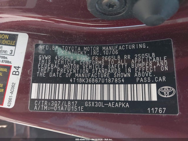 2007 Toyota AVALON LIMITED 照片 9