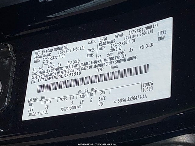 صورة 9 لـ 2020 FORD F-150 XLT