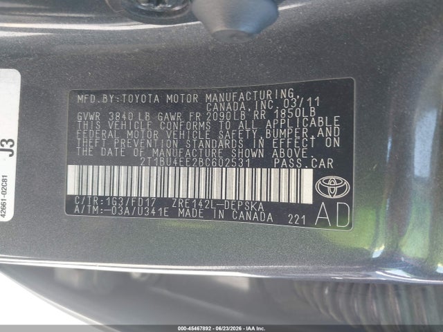2011 Toyota COROLLA S 照片 9