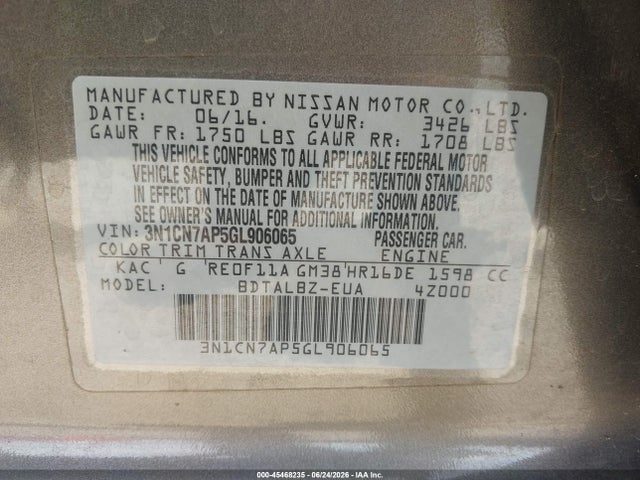 2016 Nissan VERSA 1.6 SV 照片 9