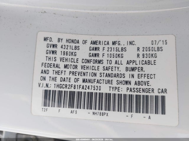 2015 Honda ACCORD EX-L — фото 9