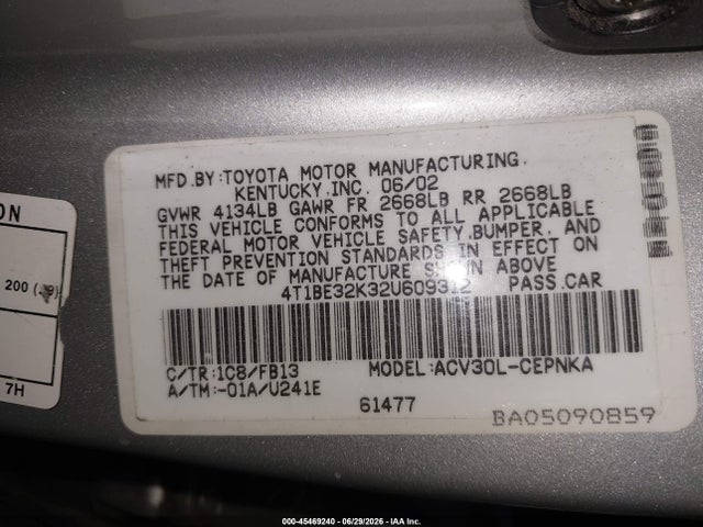 صورة 9 لـ 2002 Toyota CAMRY LE