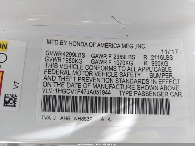 2018 Honda ACCORD EX — фото 9