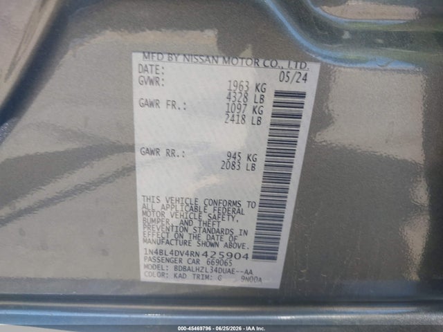 2024 Nissan ALTIMA SV FWD 照片 9