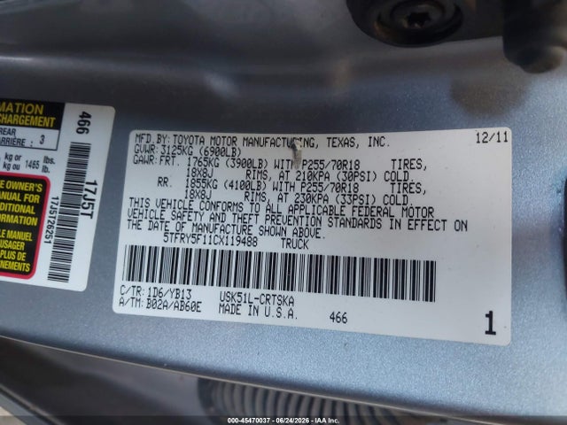 2012 Toyota TUNDRA GRADE 5.7L V8 photo 9