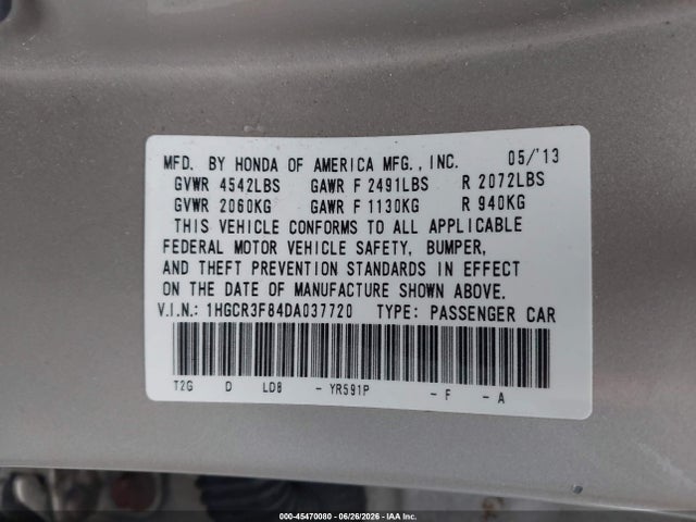 2013 Honda ACCORD EX-L V-6 照片 9