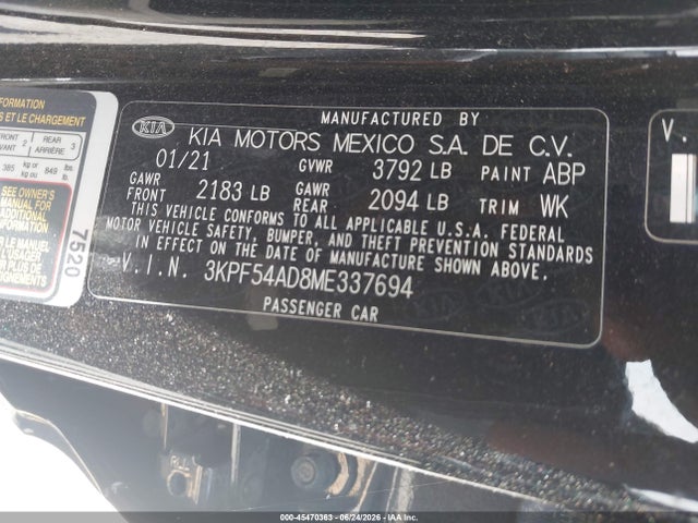2021 KIA FORTE EX photo 9