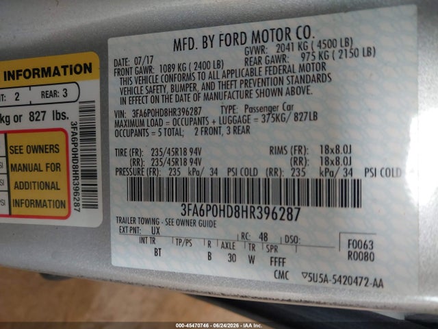 2017 FORD FUSION SE — фото 9