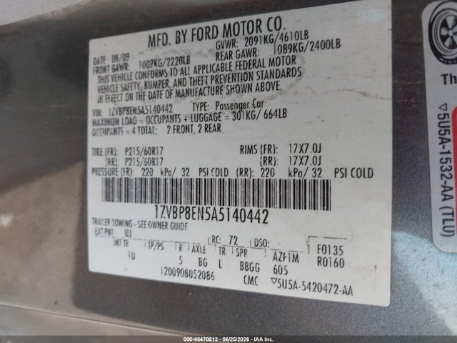 2010 FORD MUSTANG V6/V6 PREMIUM 照片 9