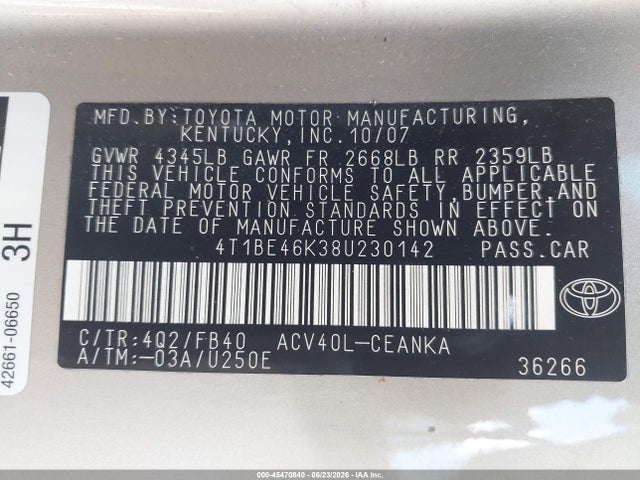 2008 Toyota CAMRY LE photo 9