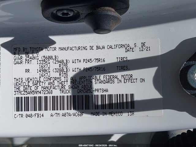 2022 Toyota TACOMA SR V6 照片 9