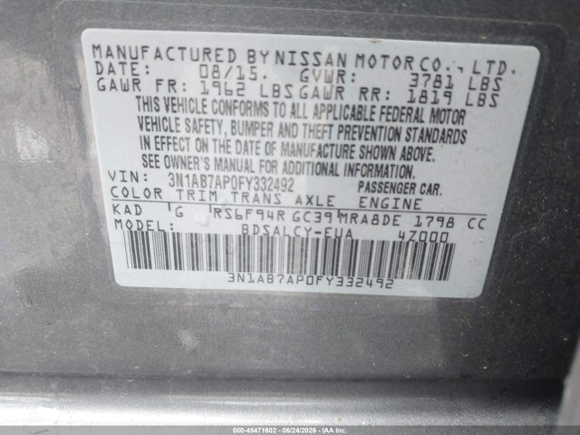 2015 Nissan SENTRA S 照片 9