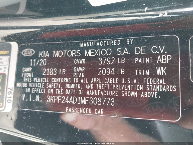 2021 KIA FORTE LXS 9