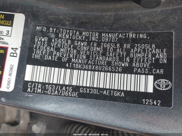 2008 Toyota AVALON XLS 照片 9