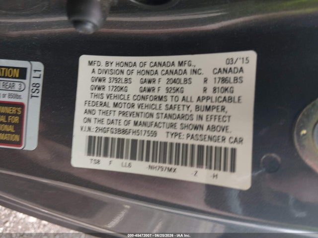 2015 Honda CIVIC EX 照片 9
