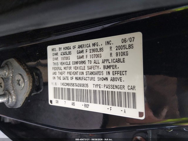 2007 Honda ACCORD 3.0 EX 照片 9