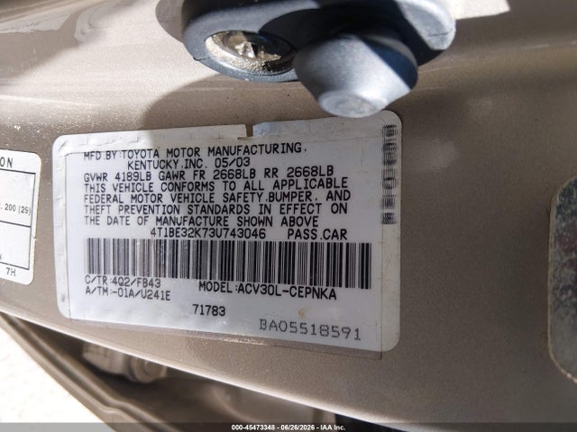 2003 Toyota CAMRY LE 照片 9