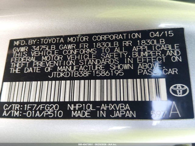 2015 Toyota PRIUS C TWO 照片 9
