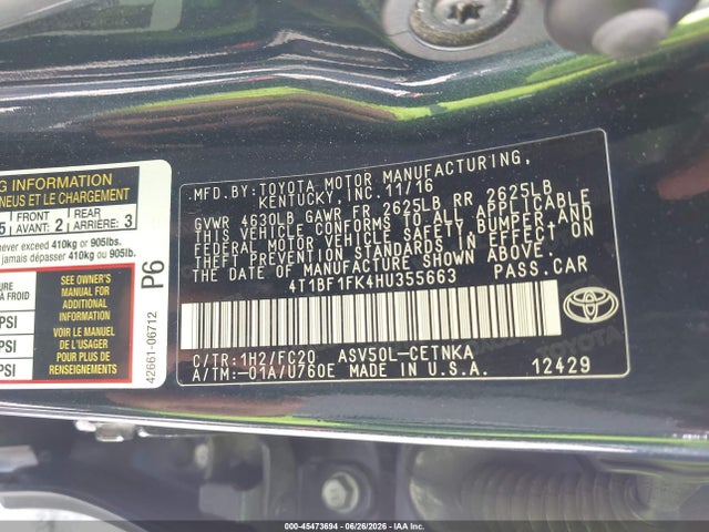 2017 Toyota CAMRY LE 照片 9