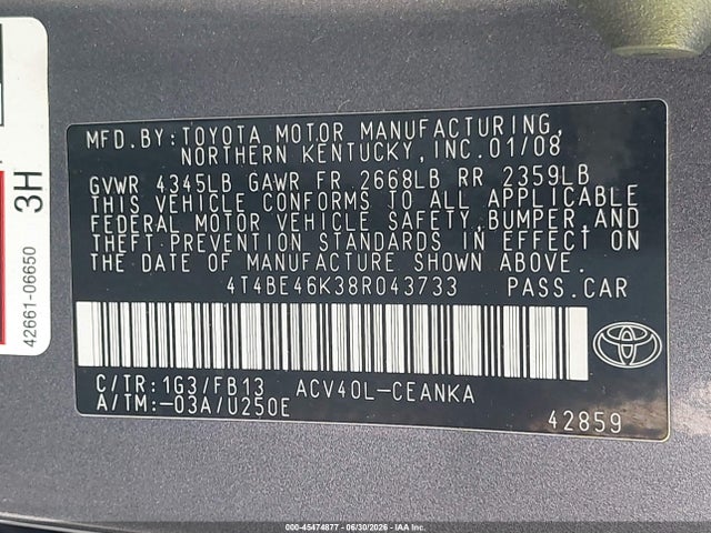 صورة 9 لـ 2008 Toyota CAMRY LE
