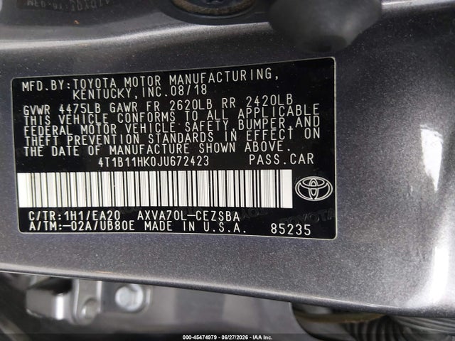 2018 Toyota CAMRY SE — фото 9