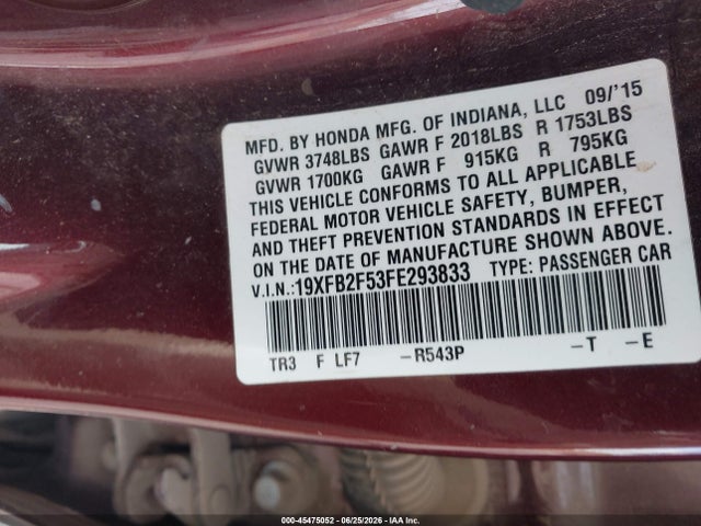 2015 Honda CIVIC LX photo 9