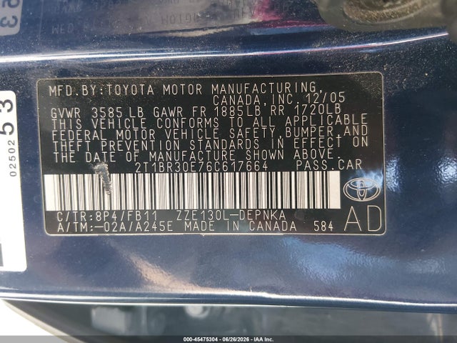 2006 Toyota COROLLA LE photo 9