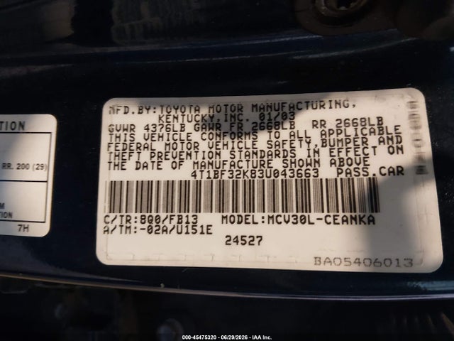 2003 Toyota CAMRY LE V6 照片 9