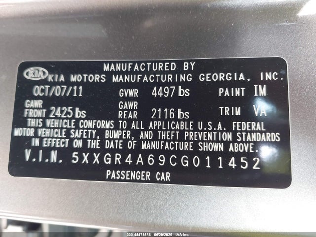 2012 KIA OPTIMA SX — фото 9