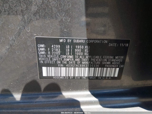 2019 Subaru IMPREZA 2.0I PREMIUM 照片 9