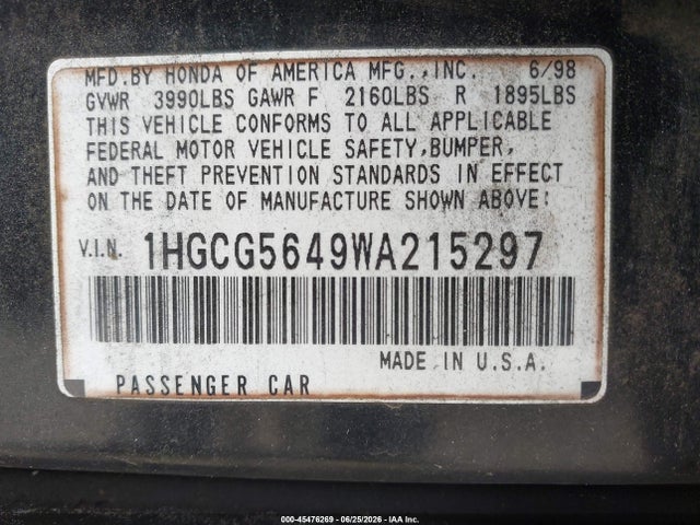 1998 Honda ACCORD LX photo 9
